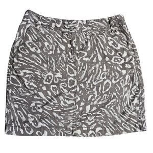 Ann Taylor LOFT Animal Print Leopard Zebra Print Tan Cotton Mini Skirt Size 0